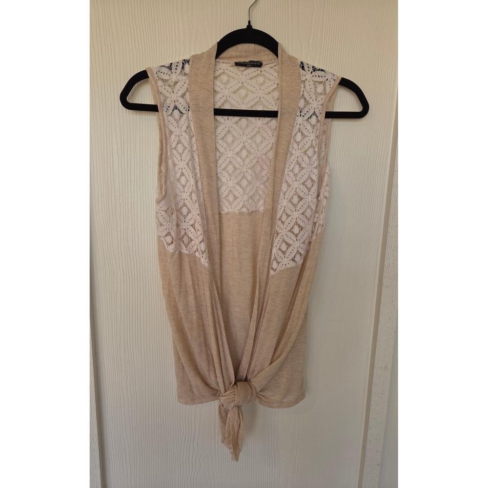Crochet Lace Tie Waist Vest Top L Ren Faire Cottage Fairy Boho Concert Cowgirl